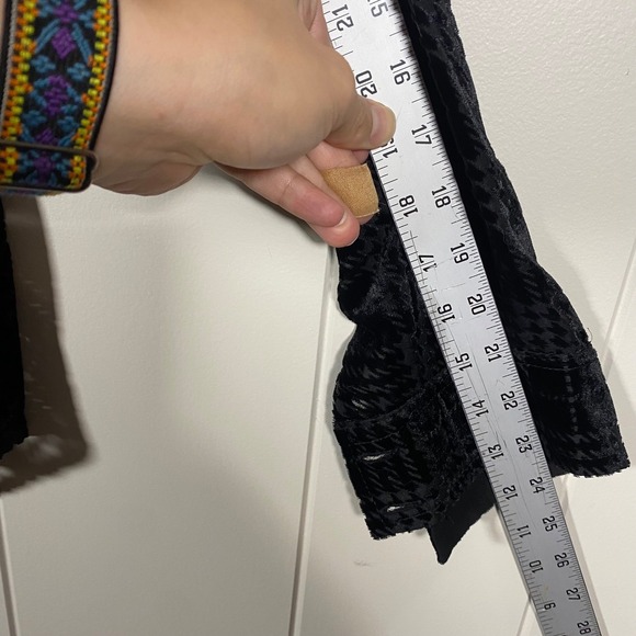 NWT Democracy Black Velvet Houndstooth Burnout Sheer‎ Button Up Shirt M Goth - Picture 16 of 16